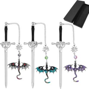 Set of three dragon sword bookmarks with box
