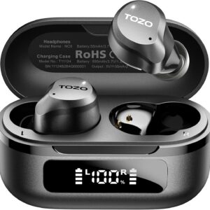 TOZO wireless earbuds in charging case