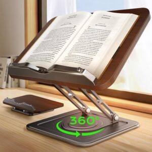 Adjustable 360° rotating book stand on desk