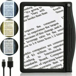 MagniPros 5X Rechargeable LED Page Magnifier with Anti-Glare Lens